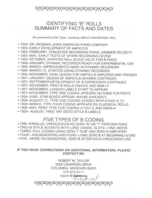 B roll dates/facts